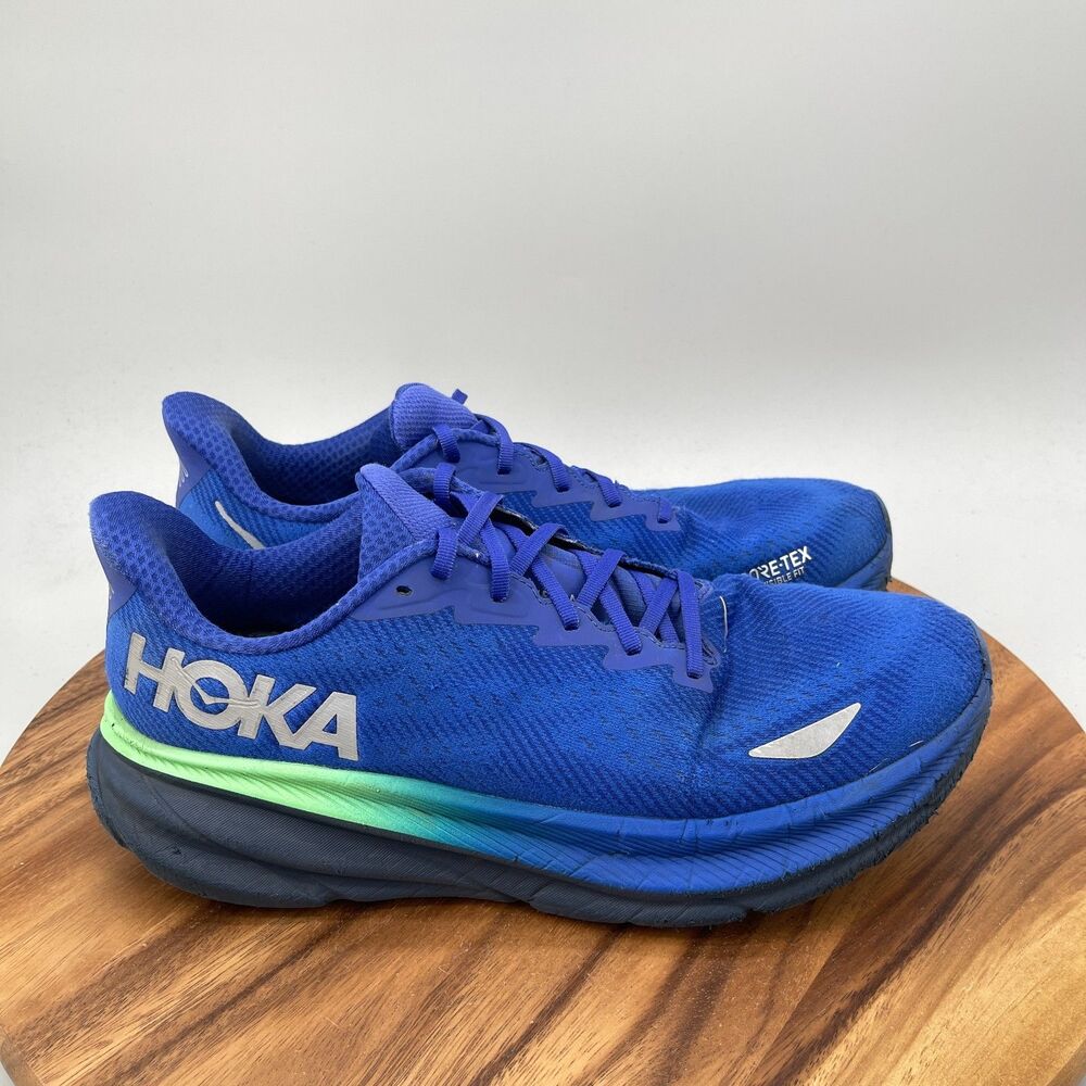 Hoka One One Clifton 9 GTX Shoes Mens Size 13 D Blue Running Comfort Gore Tex
